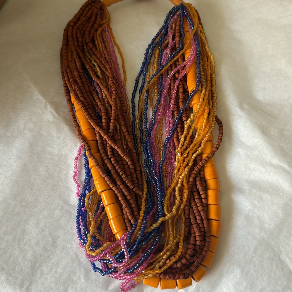 Beautiful Multi Strand Beaded Statement Necklace - image 4